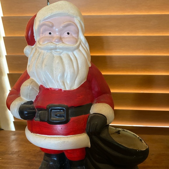 Other - Small hand painted Santa will small sack for flower pot